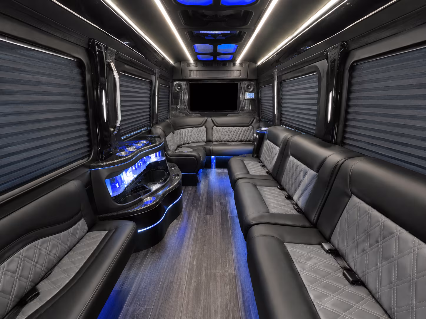 los angeles 50 passenger party bus inside